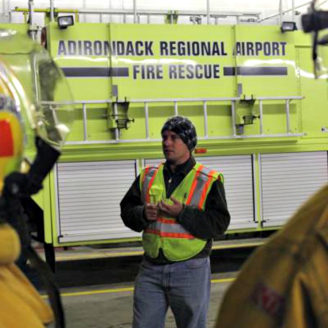 Corey Hurwitch, Airport Manager, goes over safety procedures Corey Hurwitch, Airport Manager, goes over safety procedures