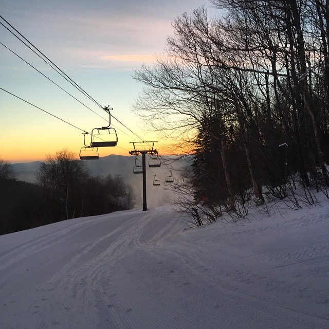The serene scene of the calm morning on the mountain.
