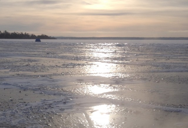 Ice fishing on Lake Champlain