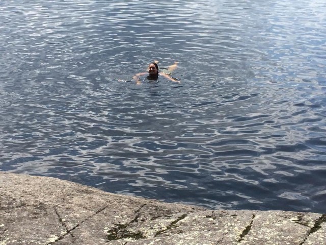 Swimming is also bathing when you're camping. Swimming is also bathing when you're camping.