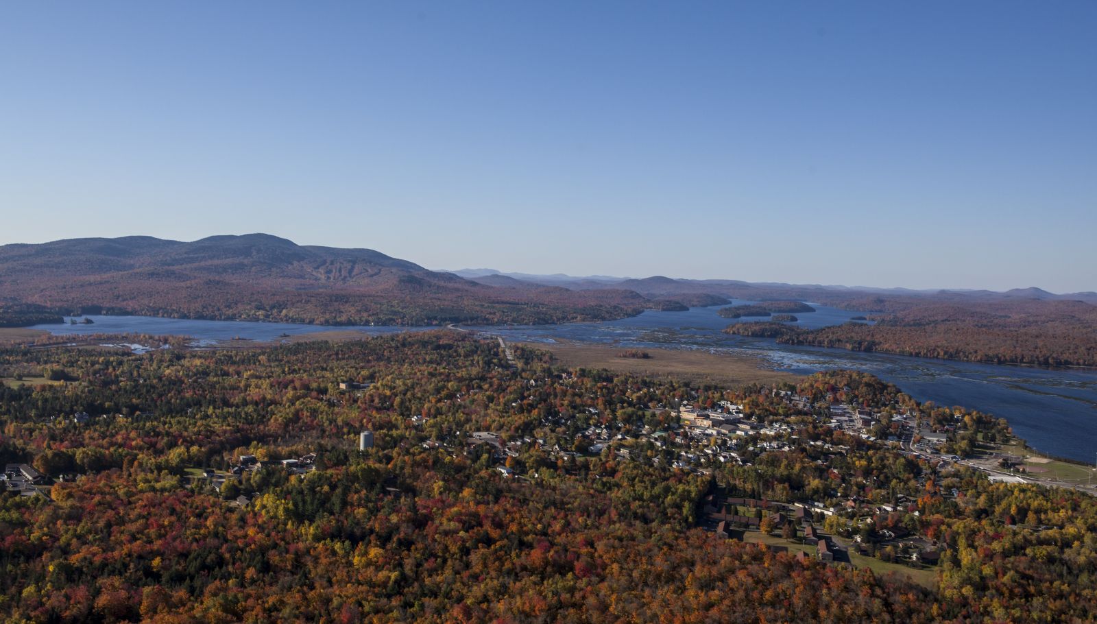 Fall aerial view of Tupper Lake