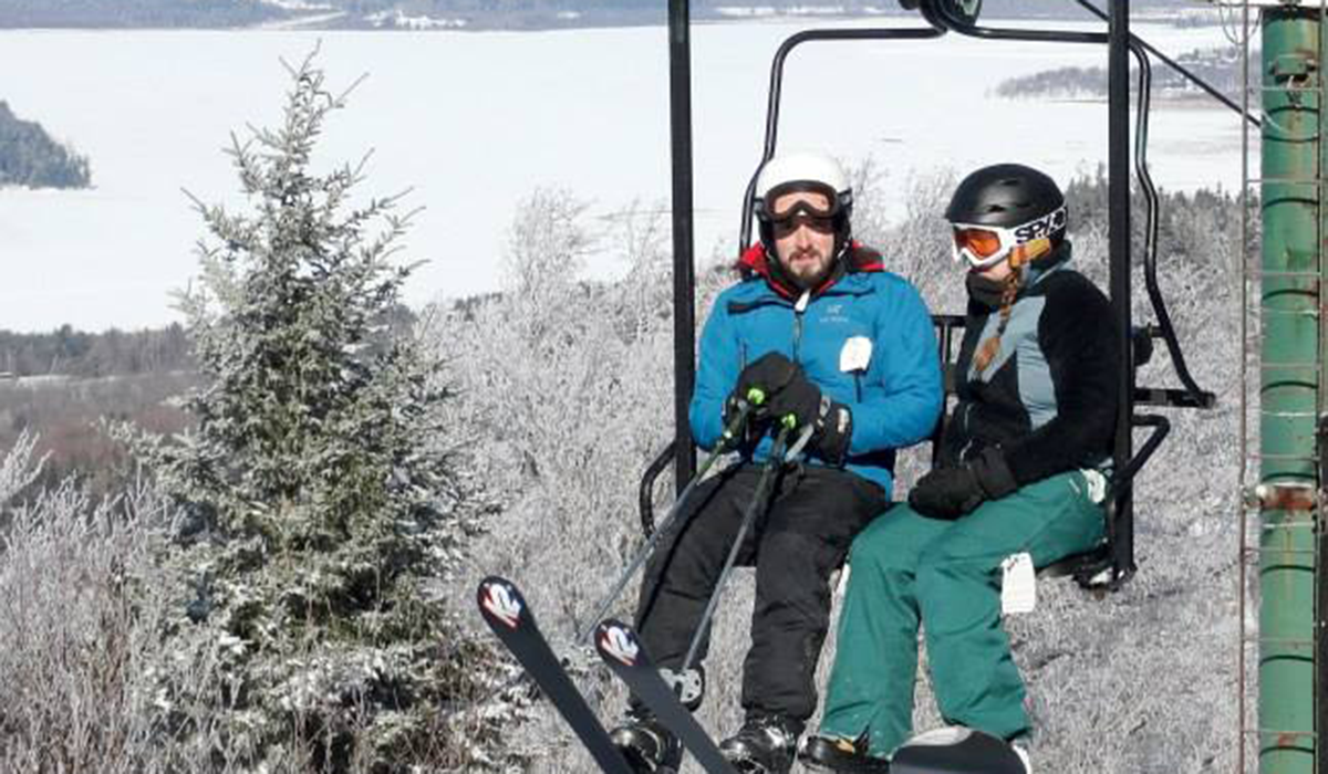 Chris Morris, left, riding Big Tupper's Chair 2 (James Lanthier Photo)