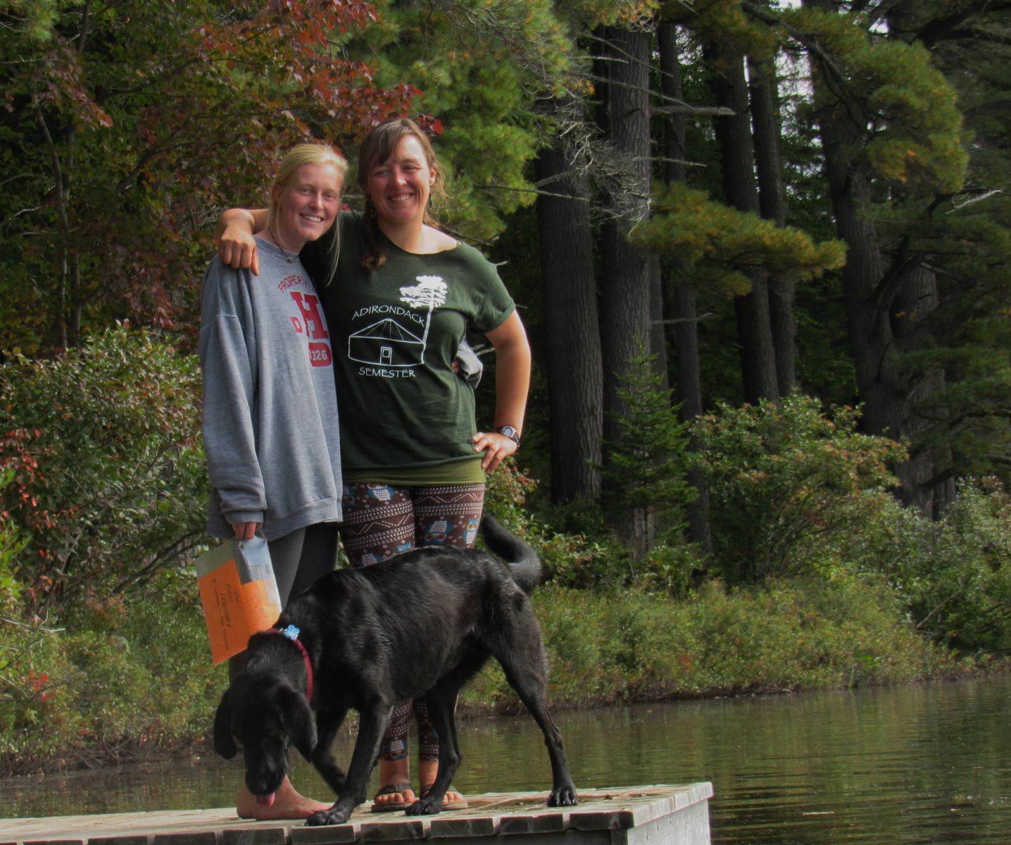 Kim, Erin and thirsty Scooter! Notice Kim's T'shirt!