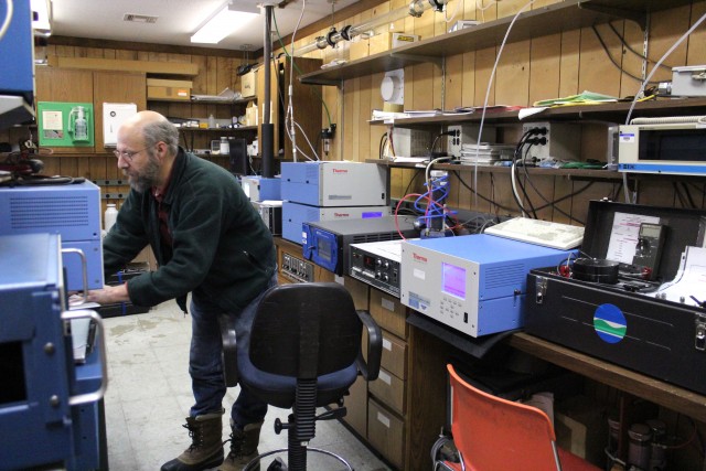 Inside the research trailer.