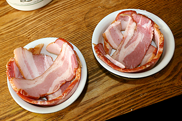Bacon lined ramekins