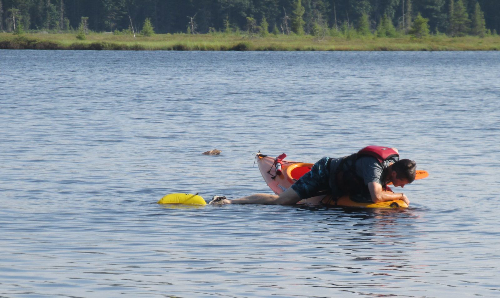 Jim practicing his solo rescue!  It is not easy!
