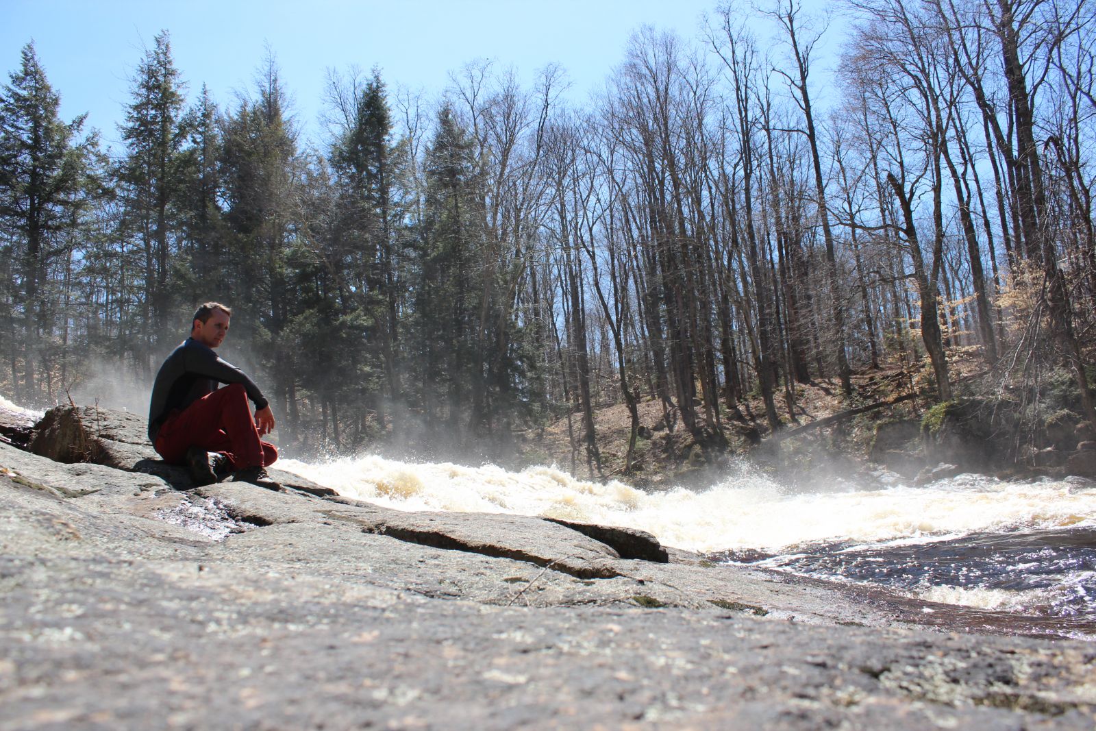 Enjoying the rocks next to Brasford Falls.