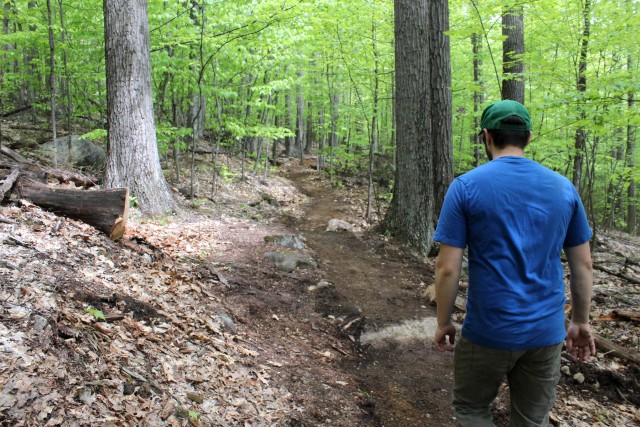 Josh walks the new Ridge Connector Trail.