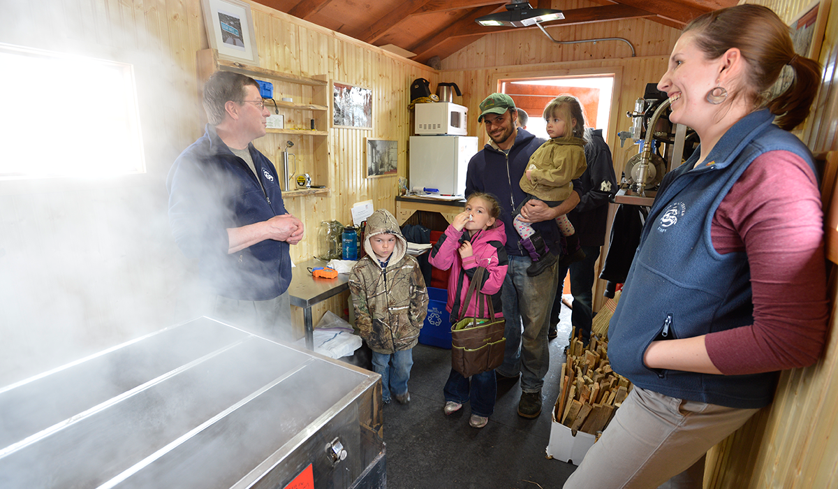 Visitors can watch maple syrup being made in The Wild Center's Sugar Shack (Wild Center Photo)