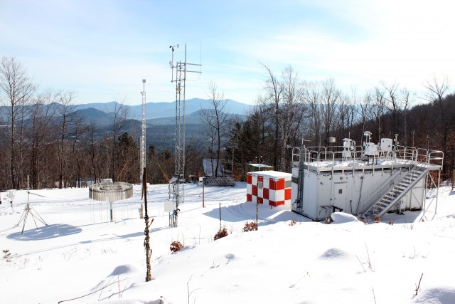 The view from the hill behind the research trailer.
