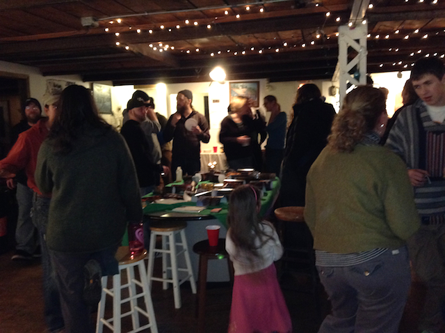 Festive mingling, in a flexible multi-use space. Festive mingling, in a flexible multi-use space.