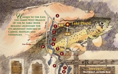 Map of the West Branch Ausable River, New York
