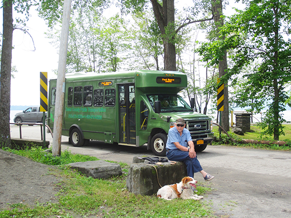 The shuttle bus brings people from Port Henry to the pier- and back!