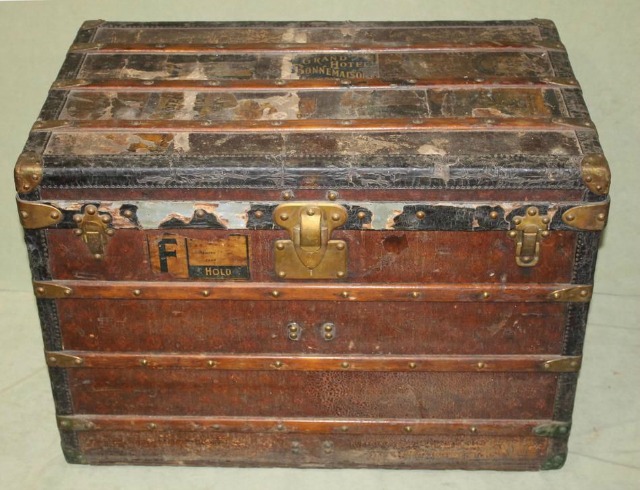 NOT ACTUAL TRUNK - but it is an 1899 traveling trunk NOT ACTUAL TRUNK - but it is an 1899 traveling trunk