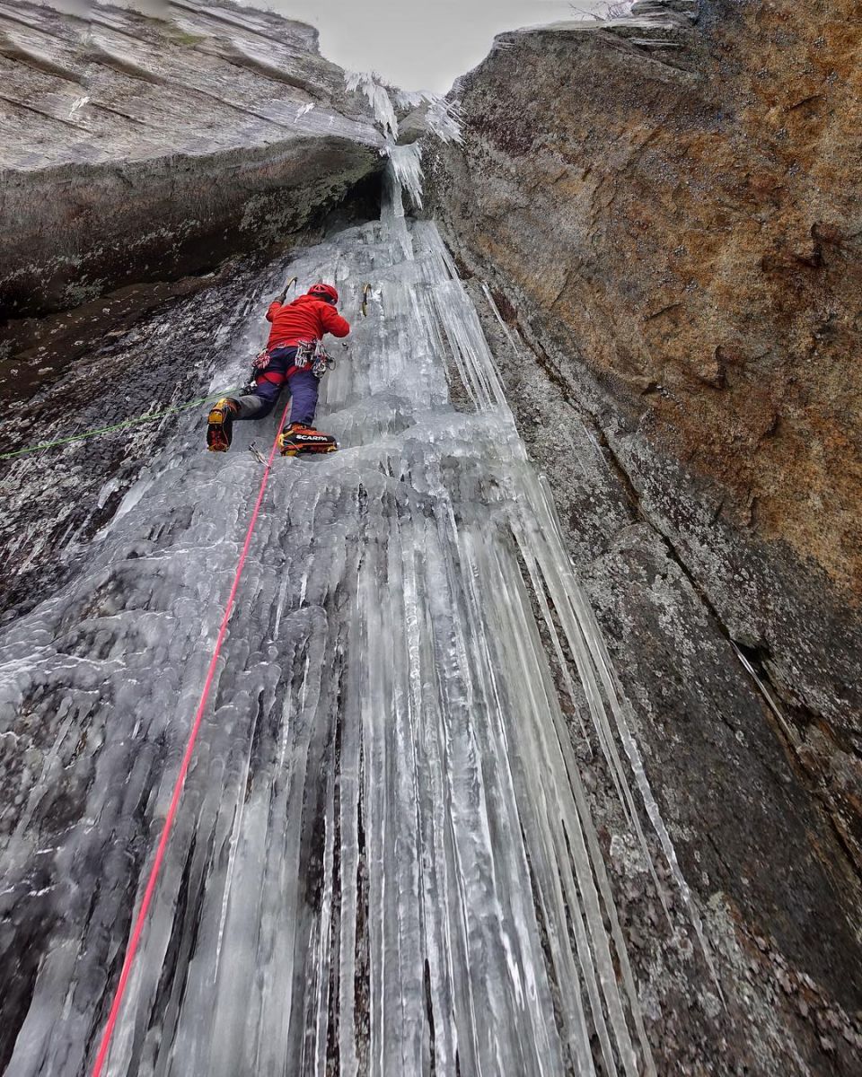 Climbing routes often have quirky names, like this one on Poke-O-Moonshine called "Hold the Mayo."