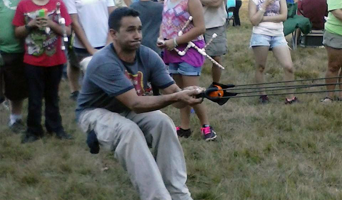 How far will it go? Test your skill on the pumpkin slingshot (Tupper Lake Chamber of Commerce photo)