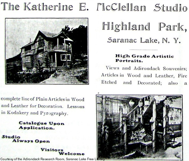 the ad Ms. McClellan created for her photo business (courtesy of Historic Saranac Lake wiki website) the ad Ms. McClellan created for her photo business (courtesy of Historic Saranac Lake wiki website)