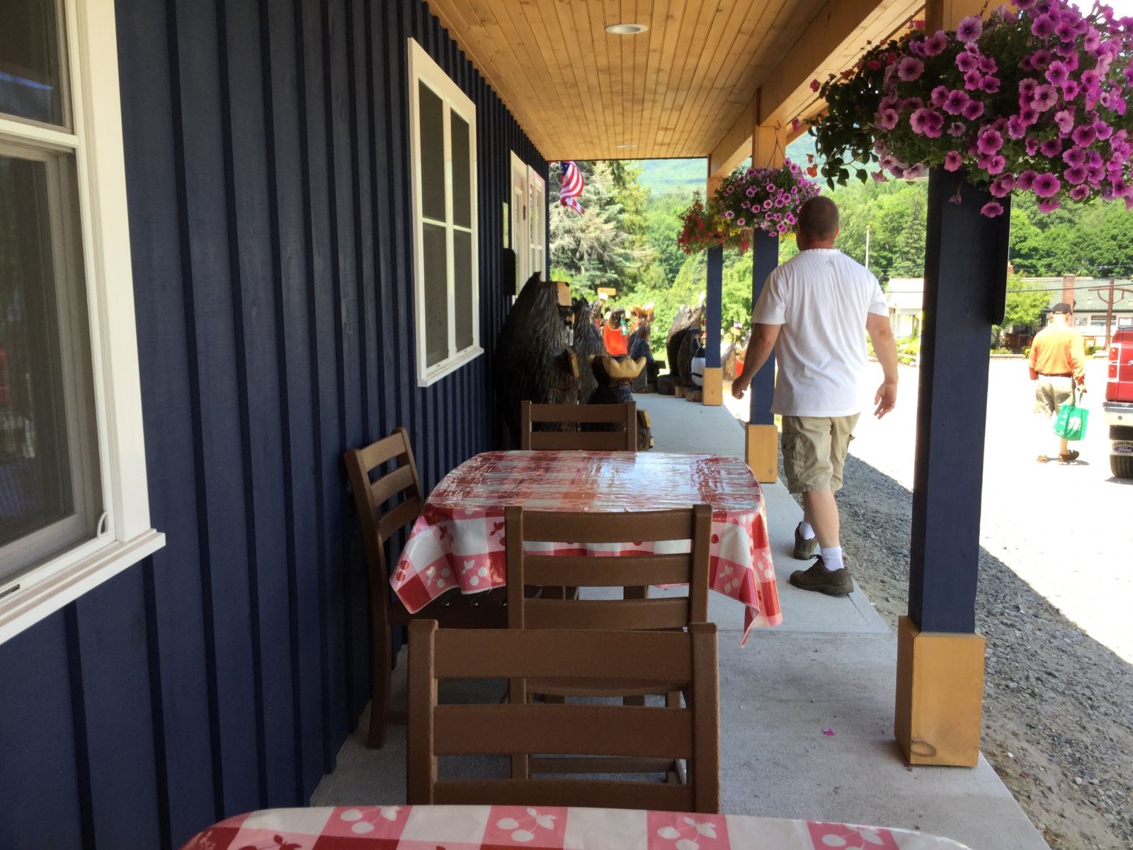 This is a porch for sipping gourmet coffee. There's another one around the side.
