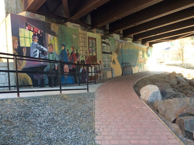This mural under the traffic bridge is about who we are as a town. This mural under the traffic bridge is about who we are as a town.