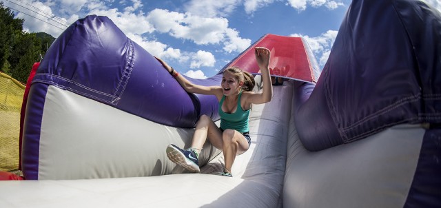 The reward for scaling the Spider Wall? A Slide of course!