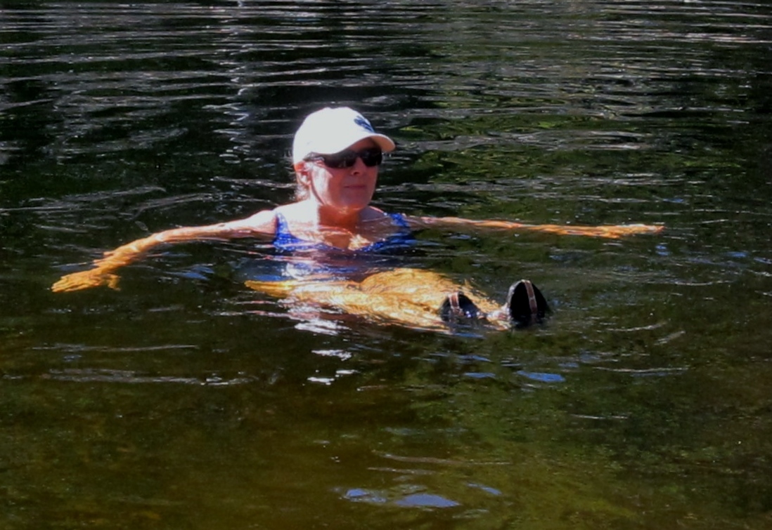 Susan was the 2nd "duck" to jump in the river!  Brrrr!