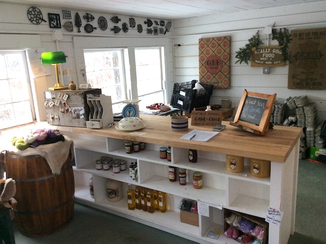 Produce, dairy products, meat from local farms, and even yarn and baby booties; this is a country store.