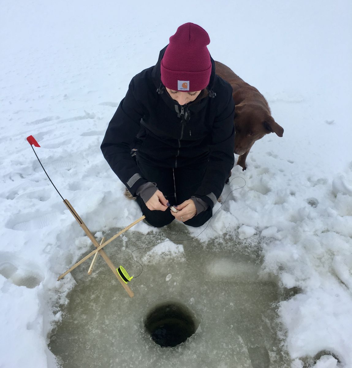 Baiting my hook for the best placed tip up