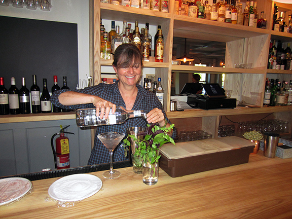 Leslie, creating happiness in a glass.