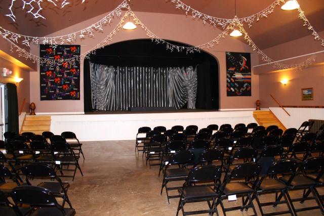The stage inside the Amos and Julia Ward Theatre in Jay, NY