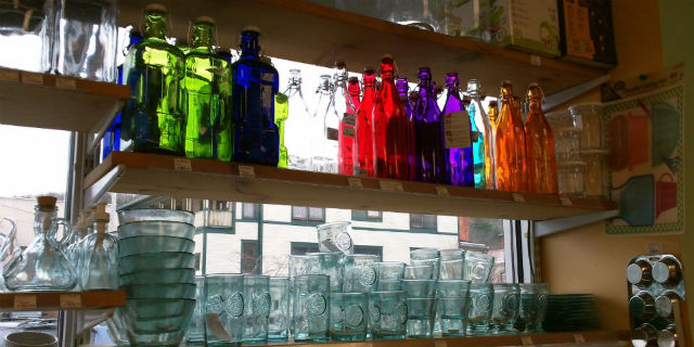 recycled glass in sunny window recycled glass in sunny window