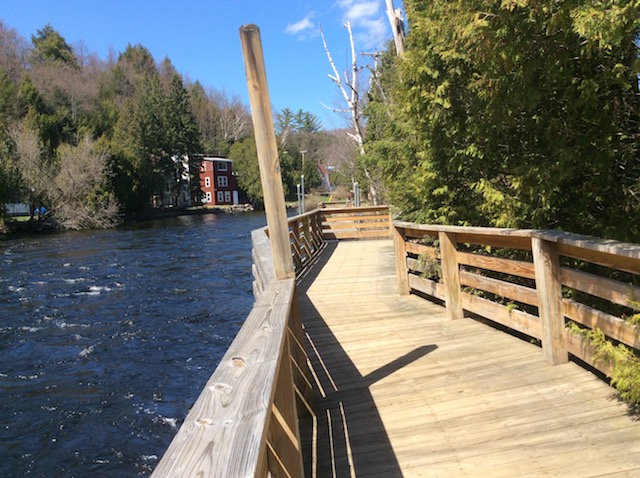 This wood walkway above the water is almost like being on the deck of a ship. This wood walkway above the water is almost like being on the deck of a ship.