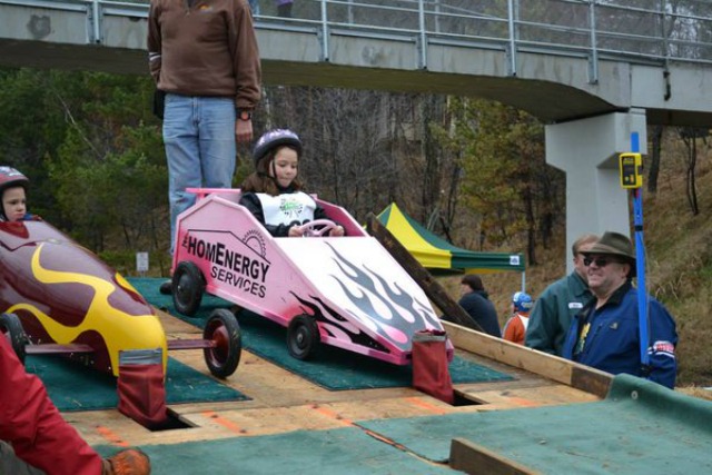 Racers getting ready to roll. Because there is no engine. Racers getting ready to roll. Because there is no engine.