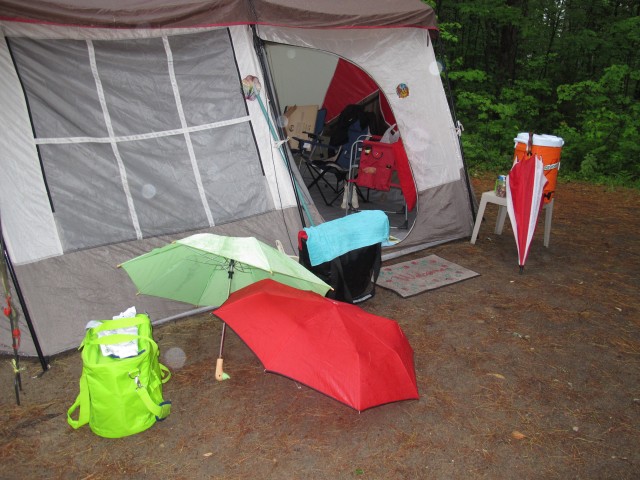 Lots of tents and rain gear Lots of tents and rain gear