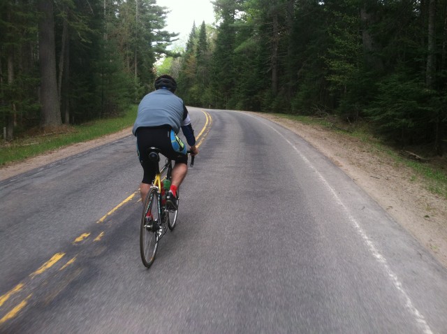 Ironman In Training Kyle Mochol on the Bloomingdale side of "River Rd.