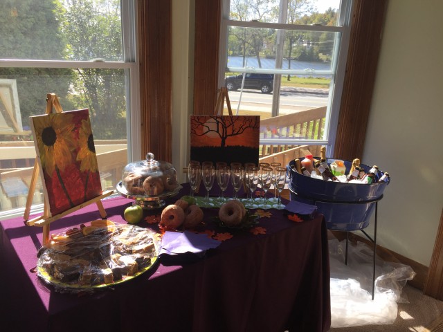 Apple cider mimosas and treats for the guests!
