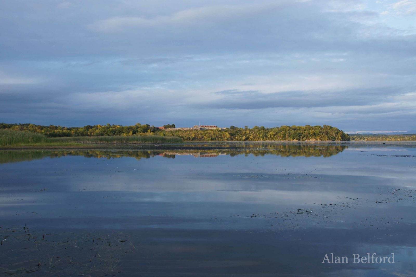 A bit more distant, but no less dominant, Fort Ti sat on the bluff overlooking the river mouth, framed by the colorful leaves.