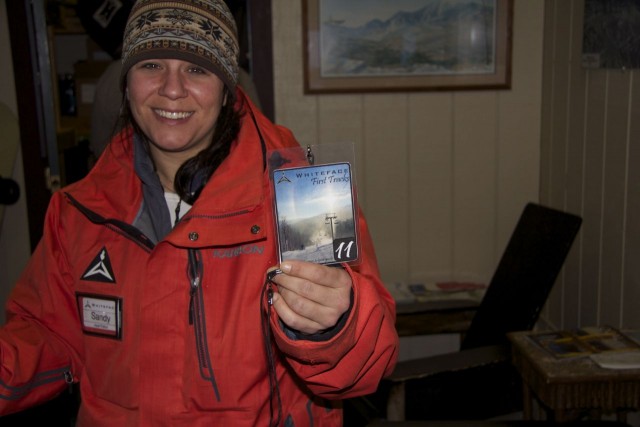 Whiteface Mountain Host Patroller Sandy organizes the First Tracks participants
