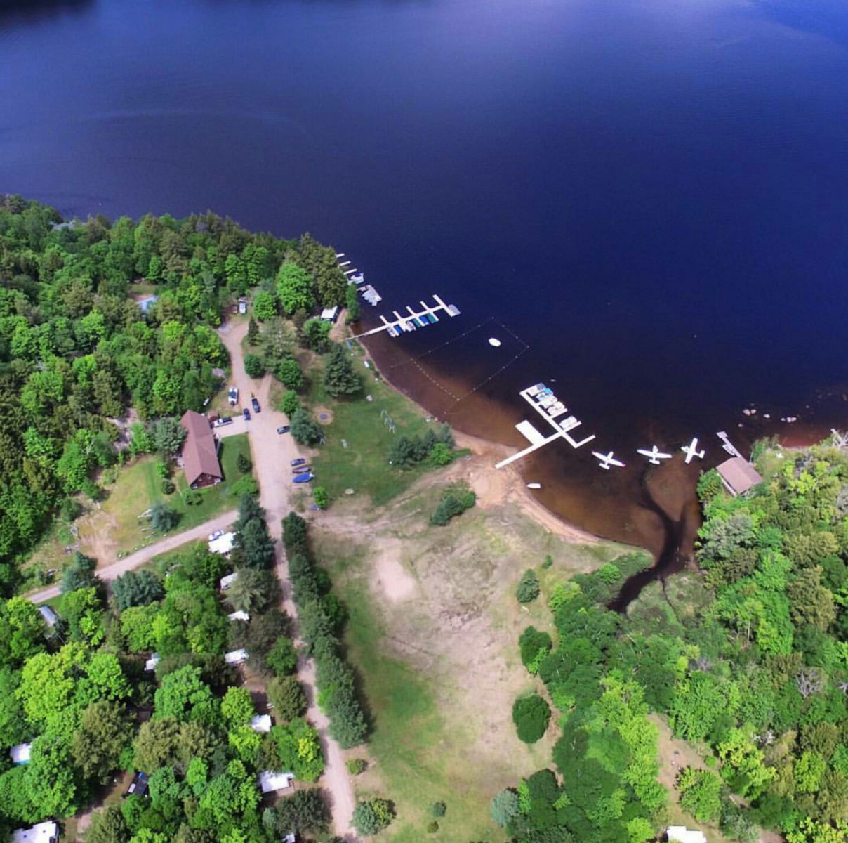 An aerial photo taken by Mitch Harriman provides an expansive overlook of Blue Jay Campsite.