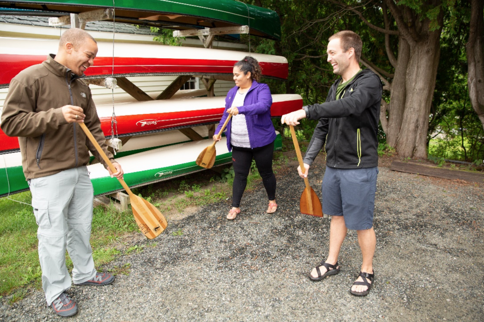 Tyler (right), teaching us proper technique and showing us our canoes for the day. Tyler (right), teaching us proper technique and showing us our canoes for the day.