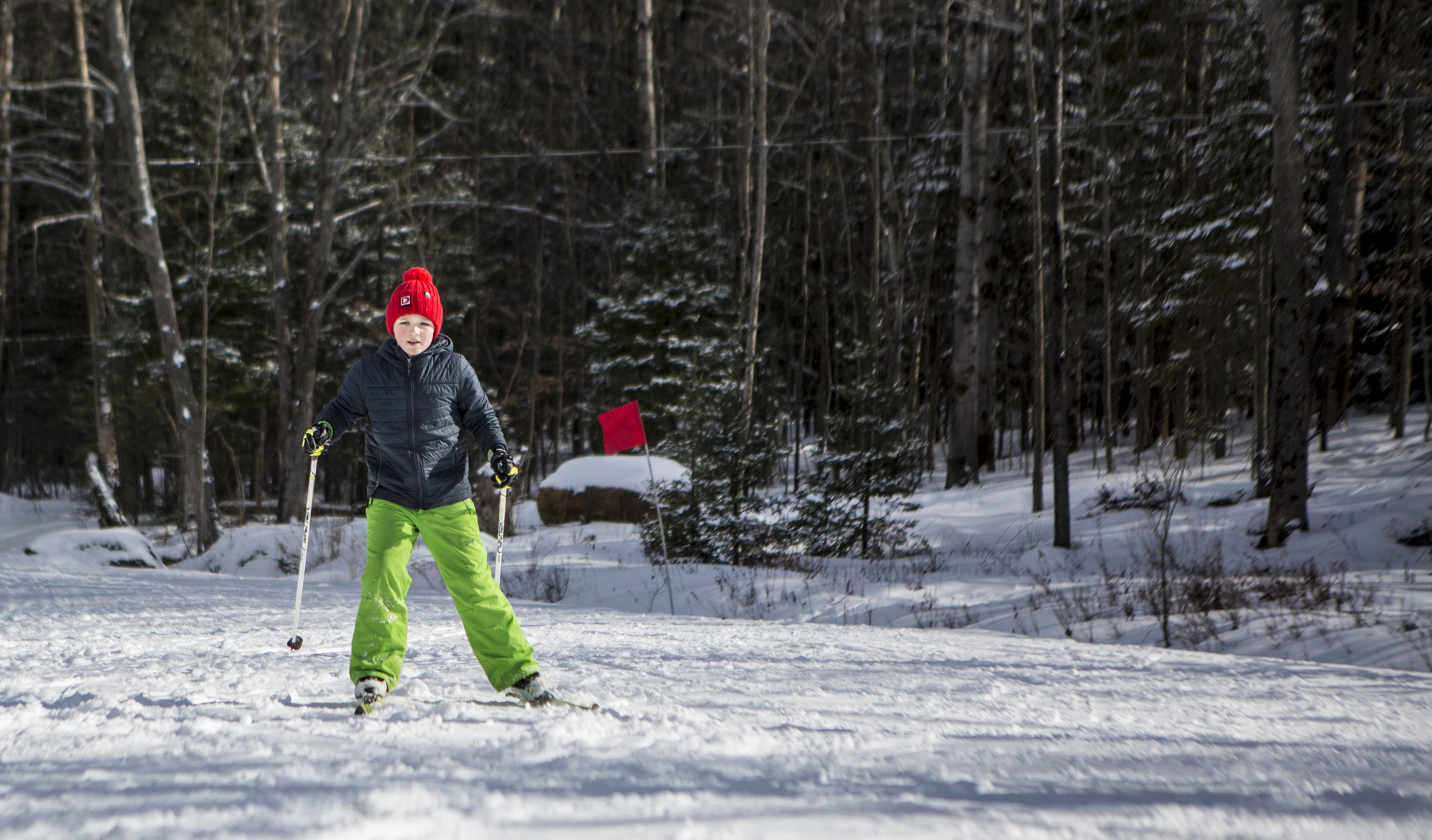 A young skier at Dewey Mountain