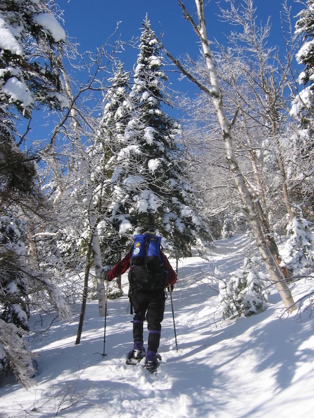 Snow doesn't stop the joy of hiking. Simply change the footwear.