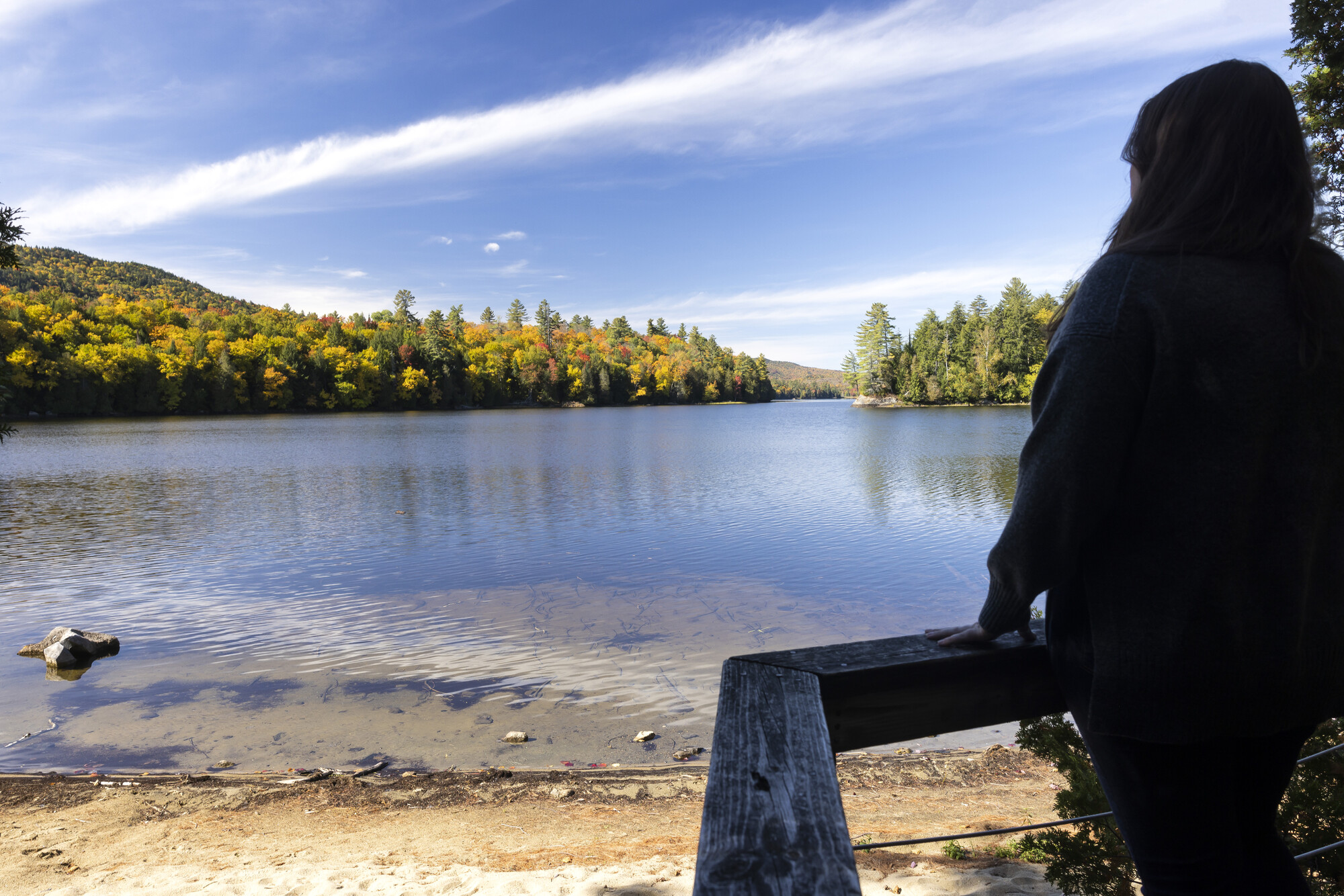 Woman looking out at the AIC 
