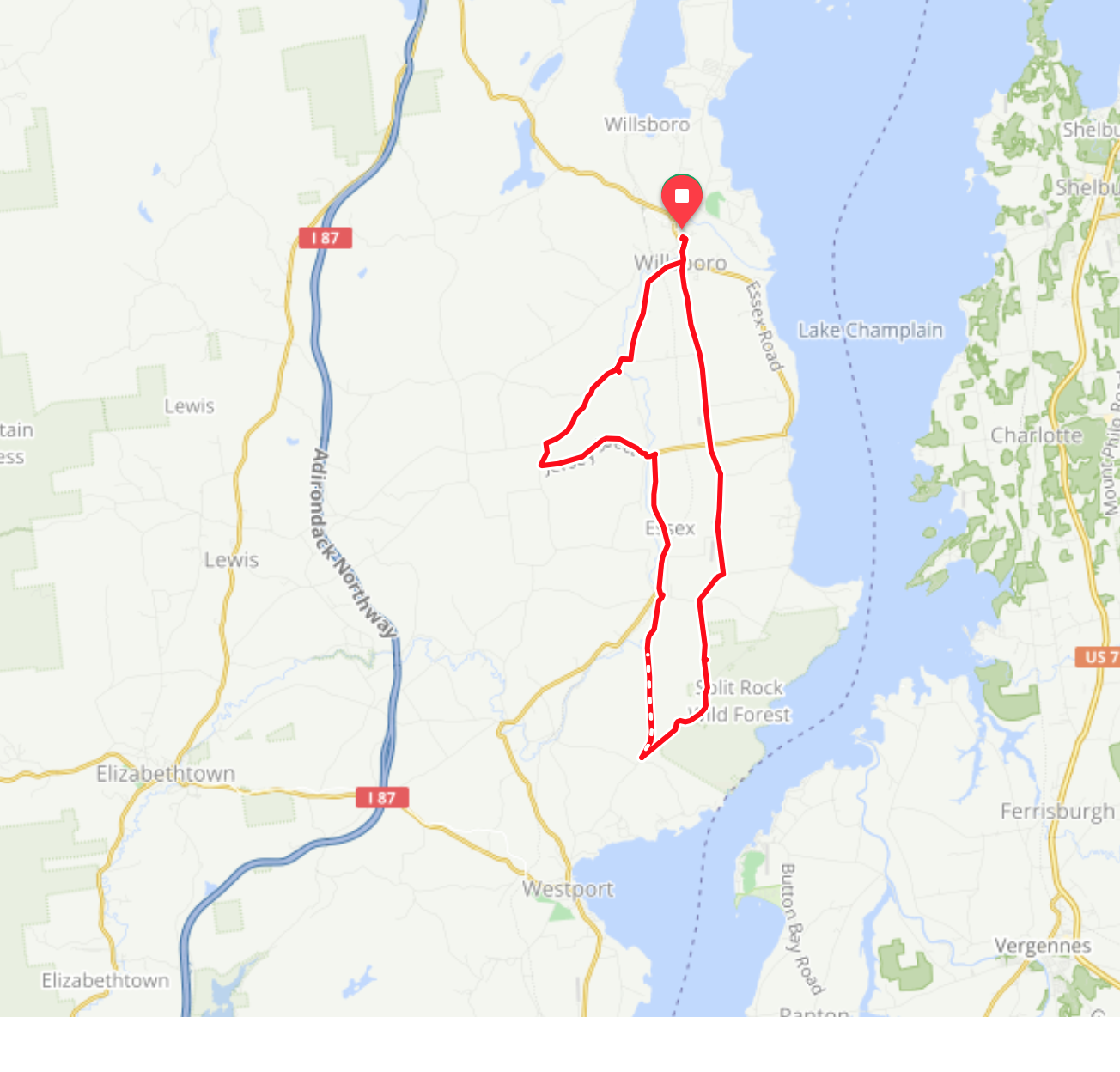 Map of Willsboro route