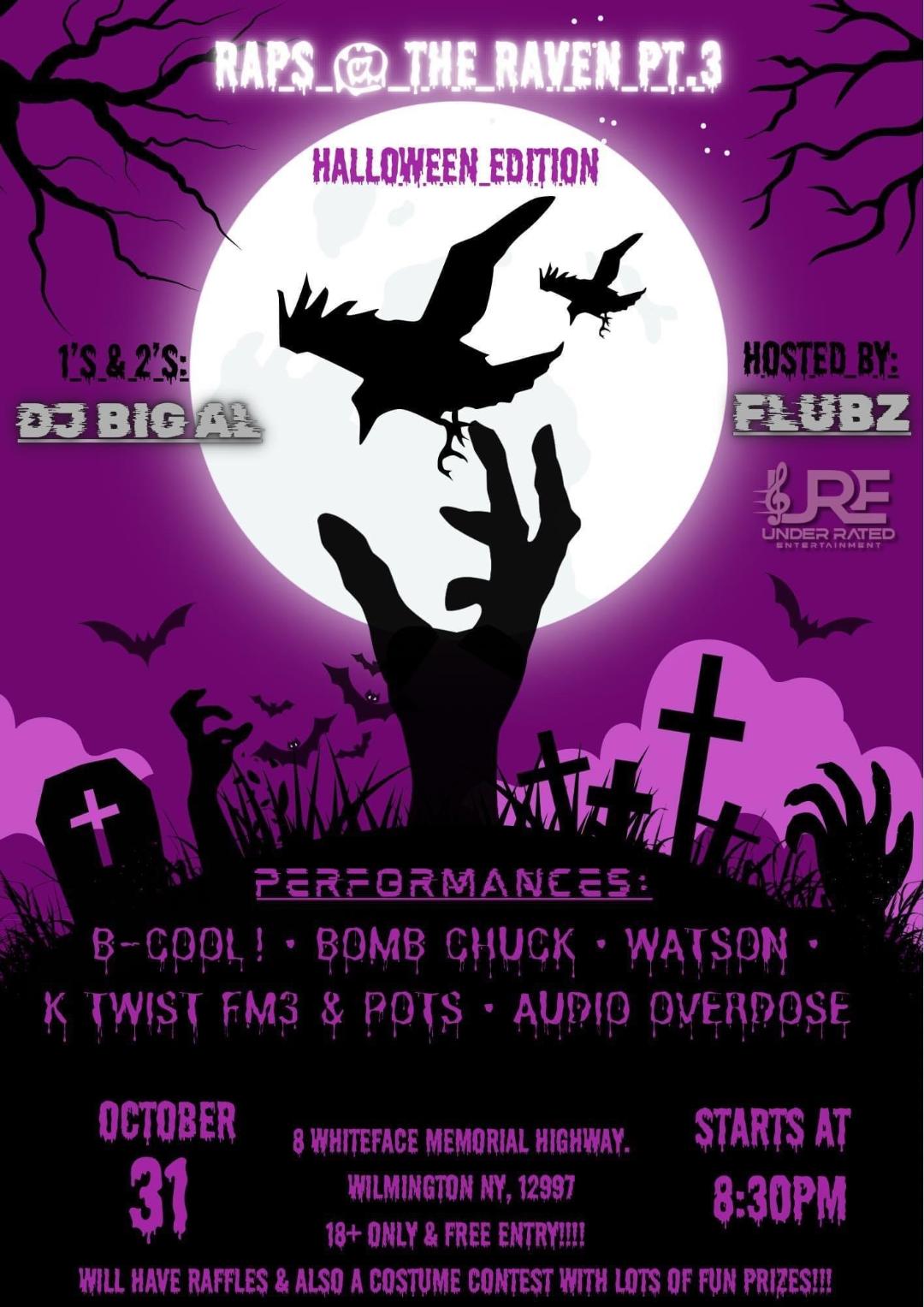 Raps @ the Raven Halloween party poster