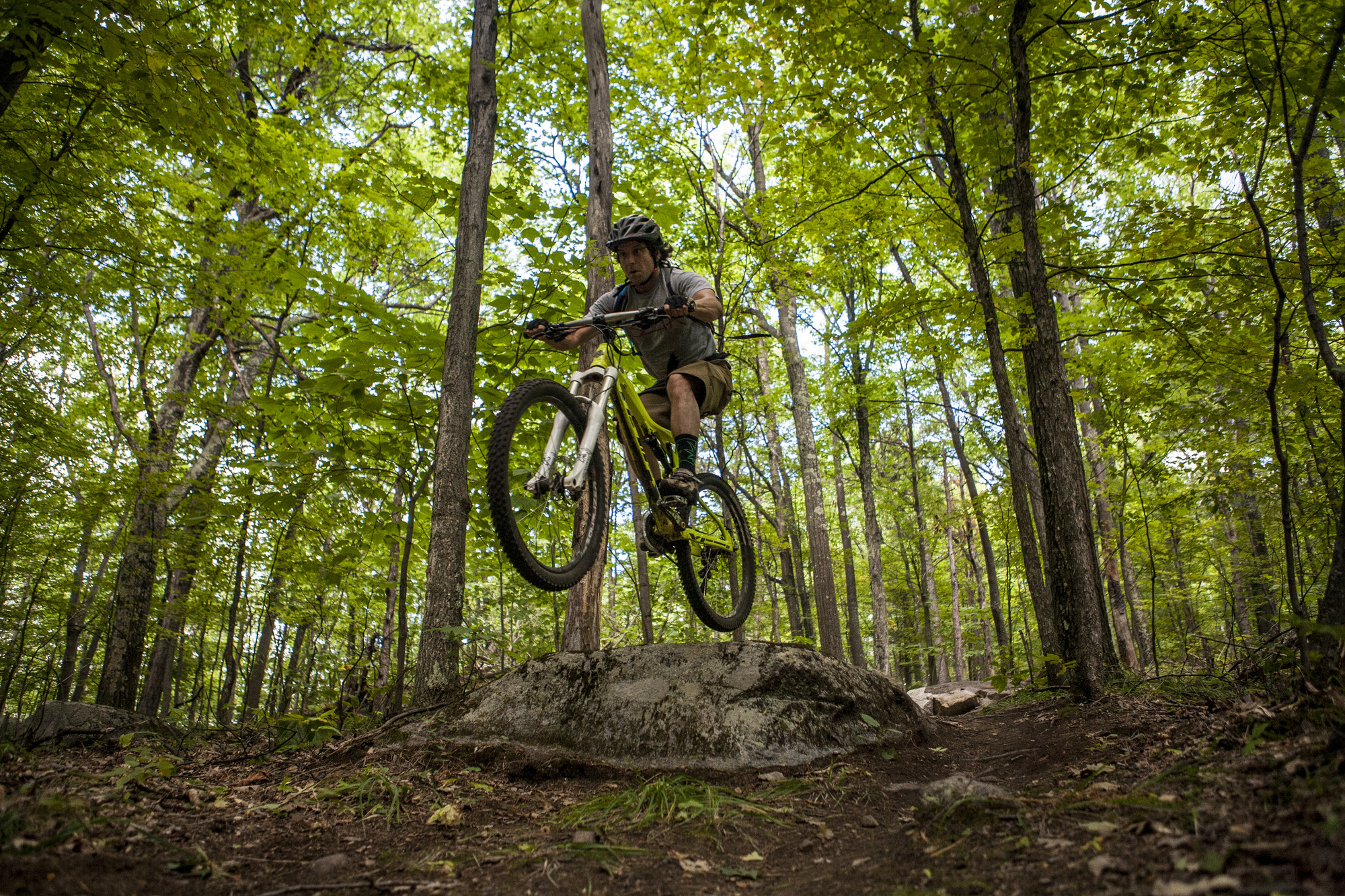 Mountain biking on a trail