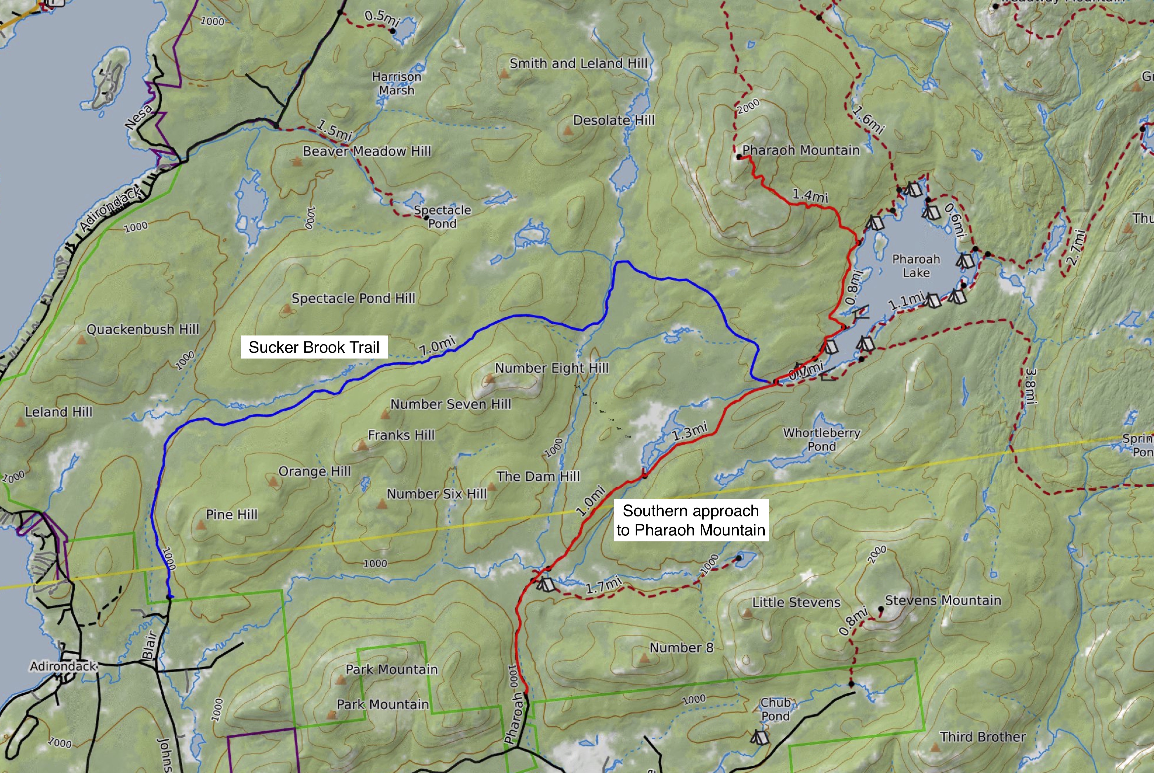 Map of hiking trails