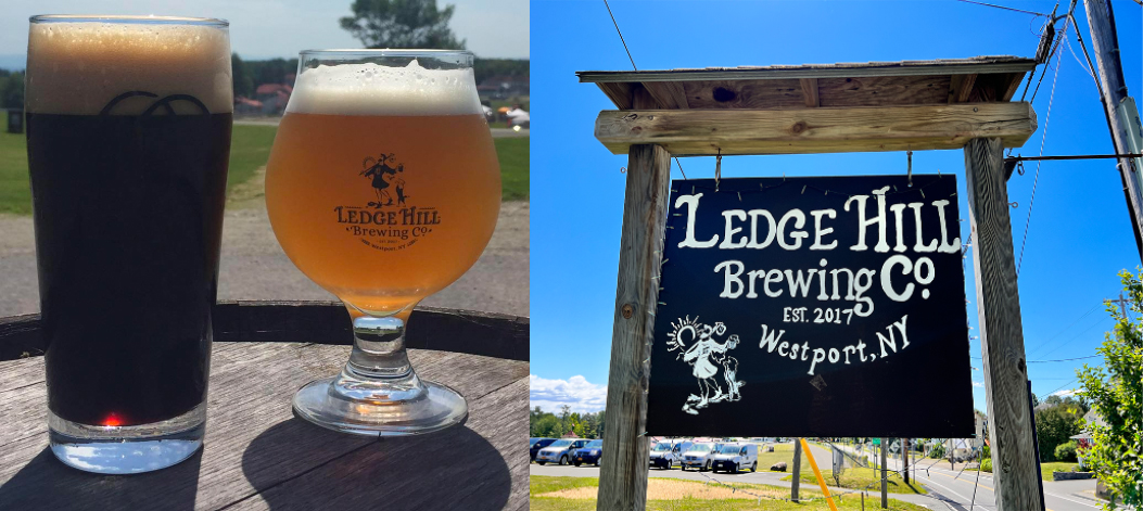A sign and two beers offered at a local brewery,