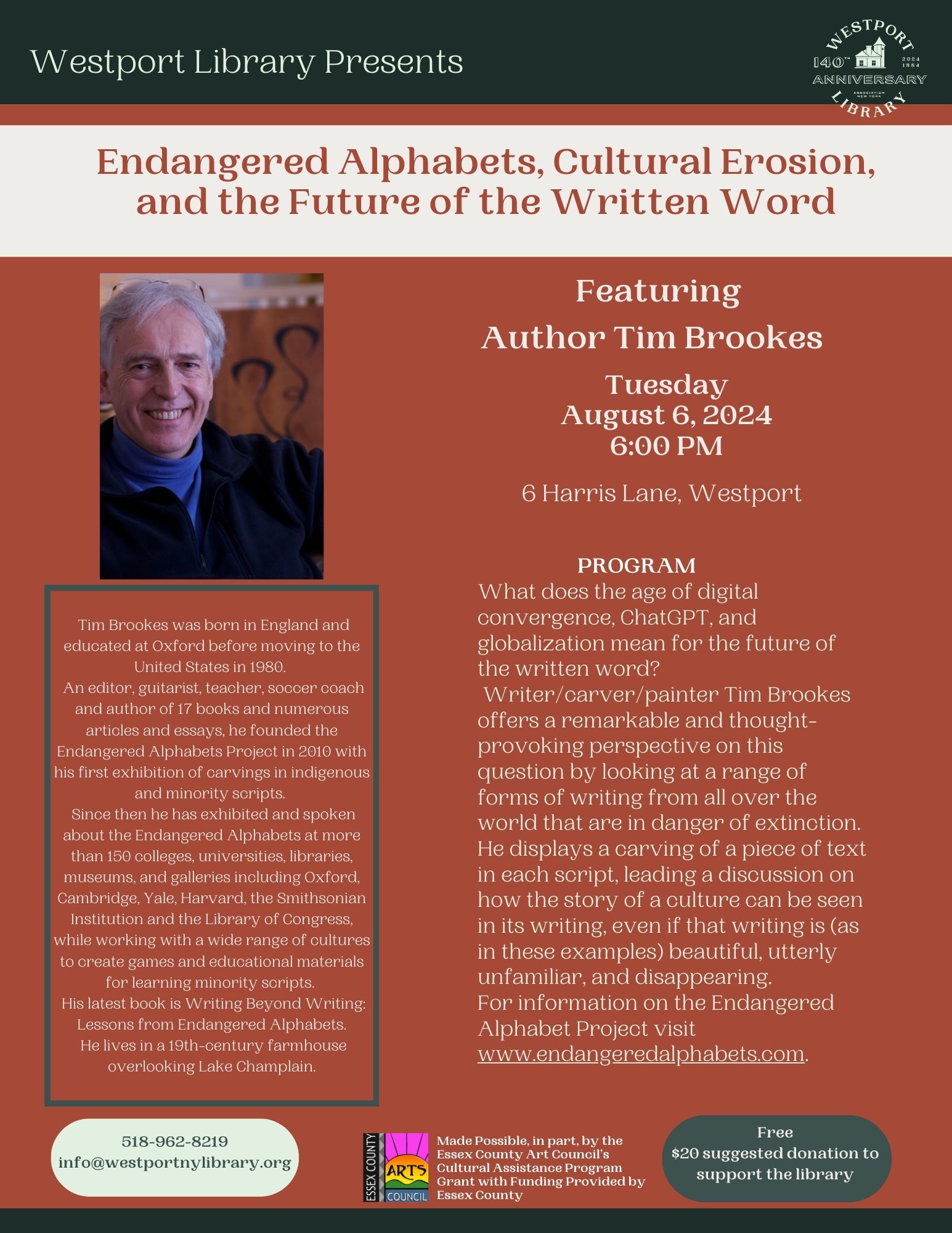 Flier for the event Endangered Alphabets, Cultural Erosion, and the Future of the Written Word