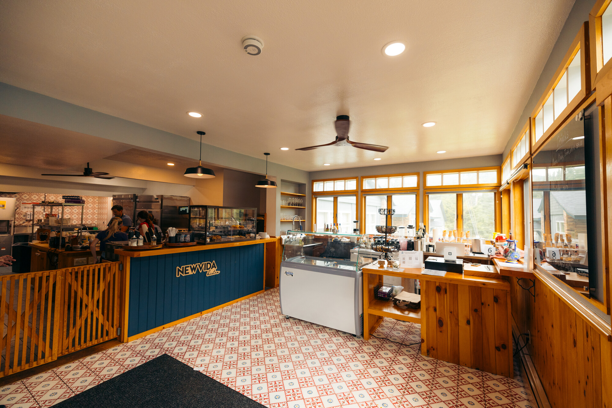 A bright, naturally-lit bistro