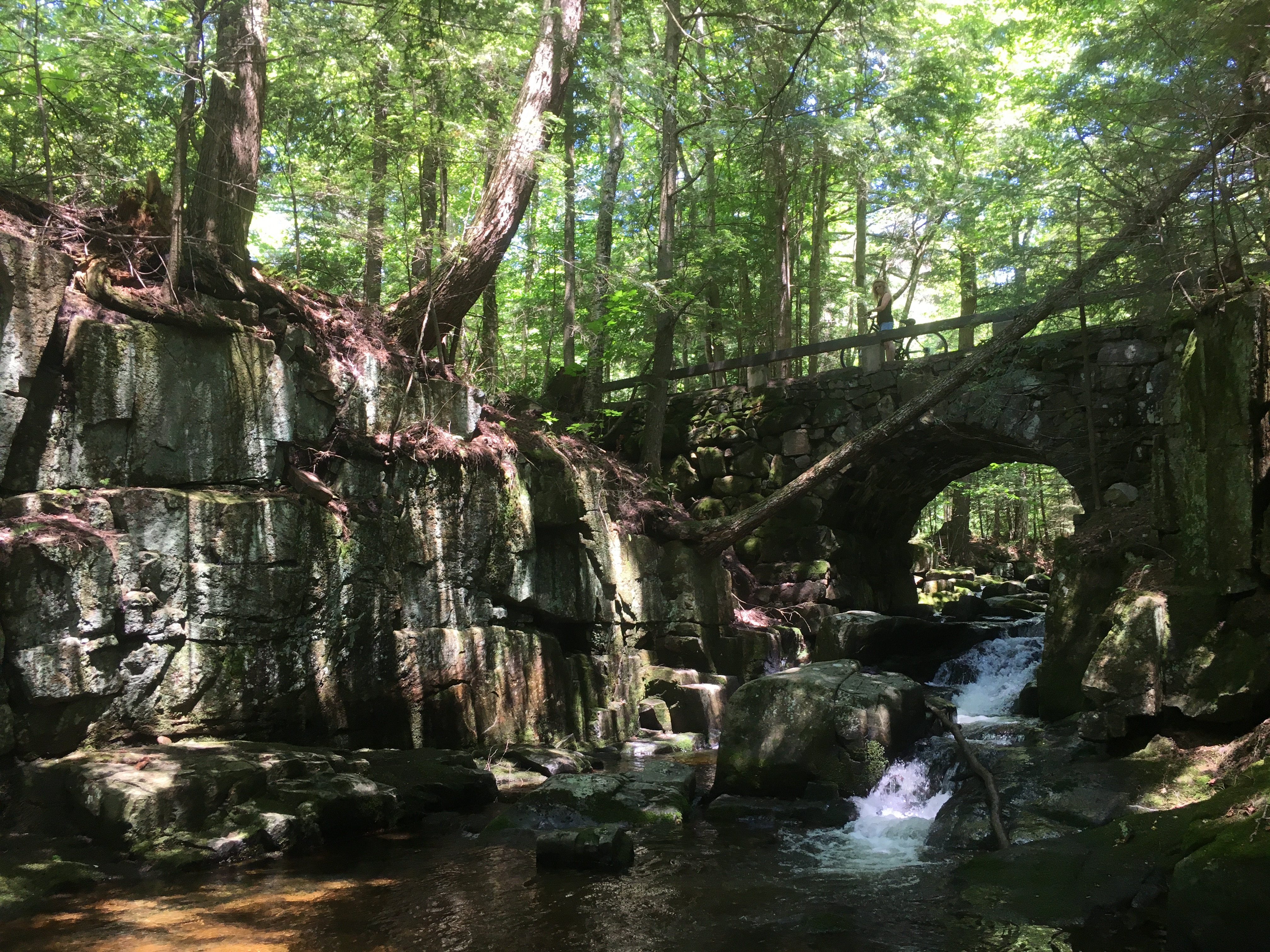 The stone bridge over Falls Brook at Lewey Lake Campground. The stone bridge over Falls Brook at Lewey Lake Campground.